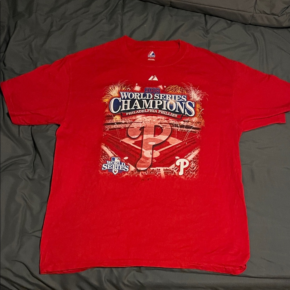 Majestic Philadelphia Phillies 2008 World Series Champions Red Tee
